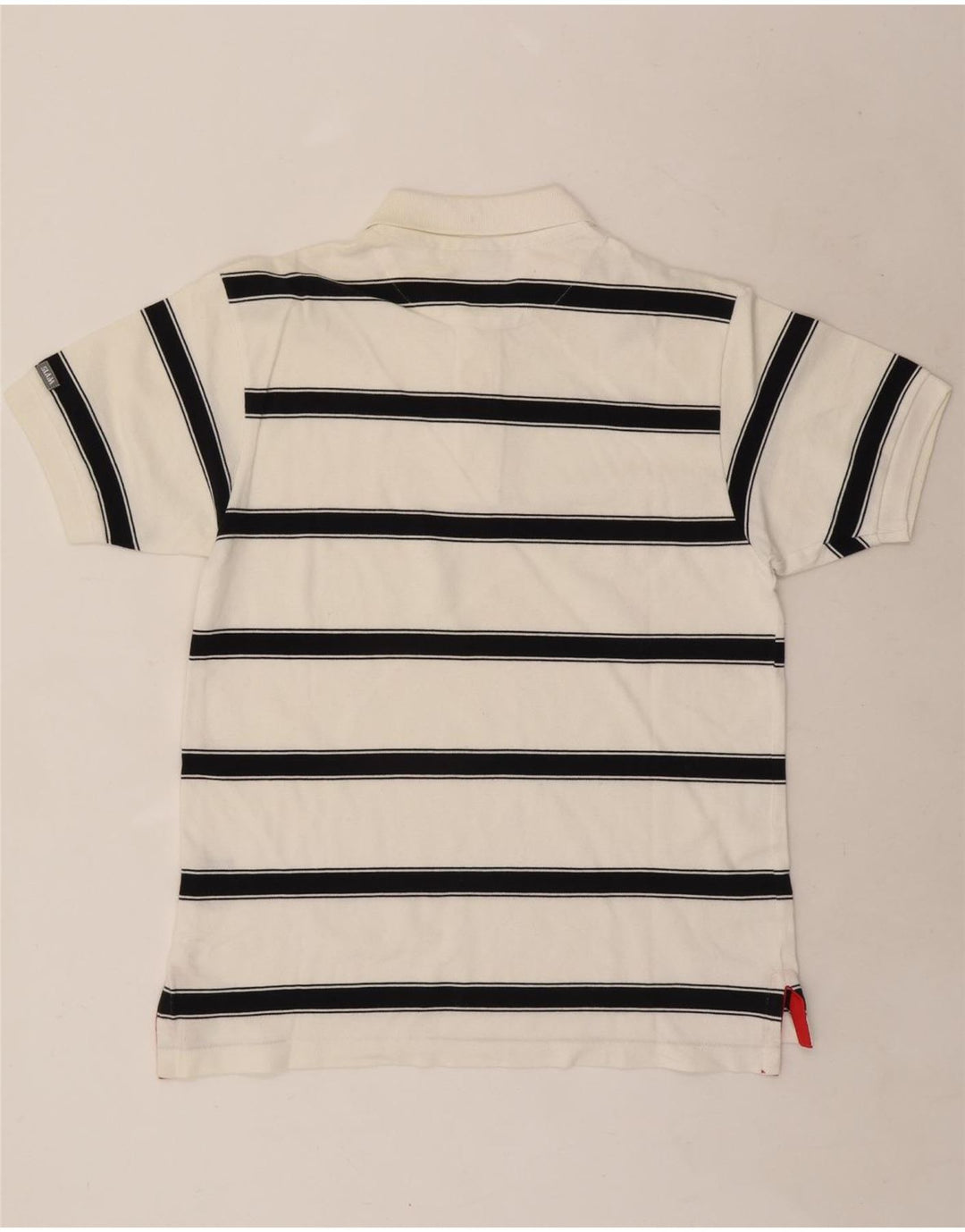 Camisa polo masculina Slam de algodão listrado branco médio