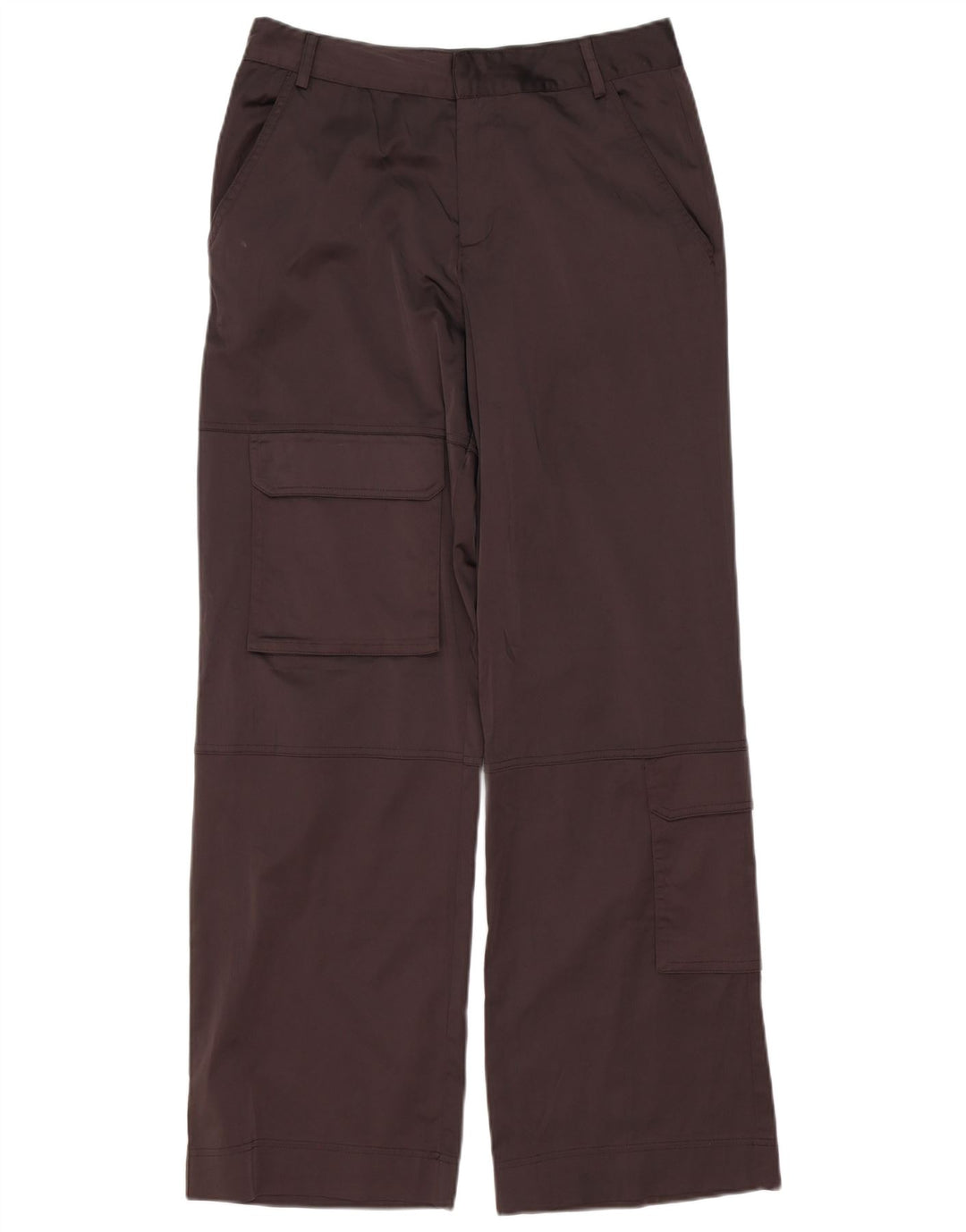 Calça cargo feminina Zara com perna larga, médio W28 L32 marrom poliéster