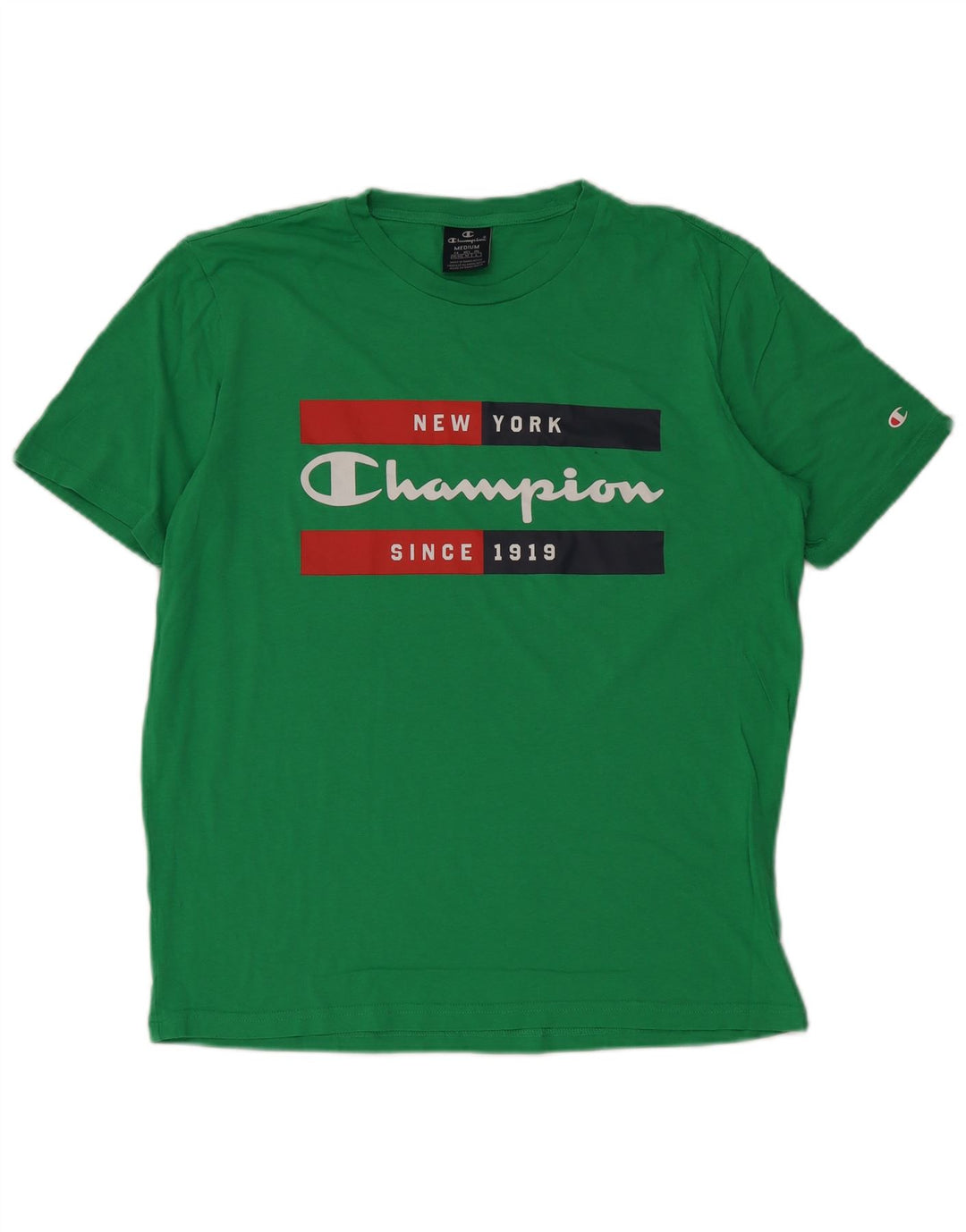 Campeão Mens Graphic T-Shirt Top Médio Algodão Verde