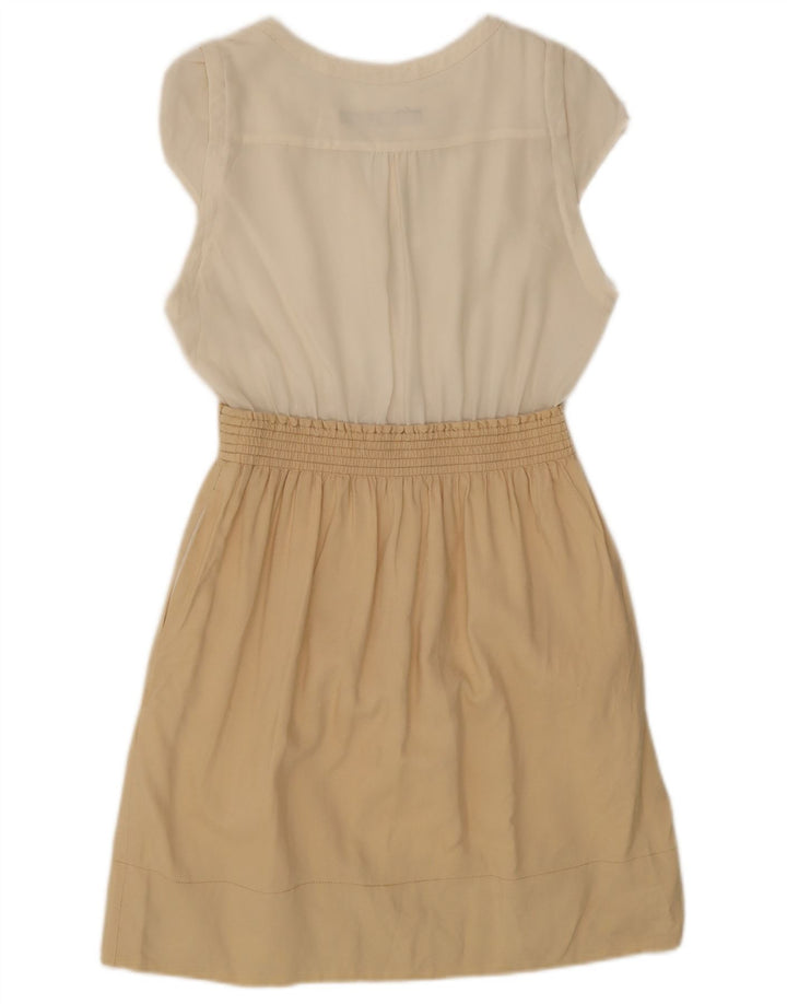 Vestido básico feminino Zara UK 12 poliéster colorblock branco médio