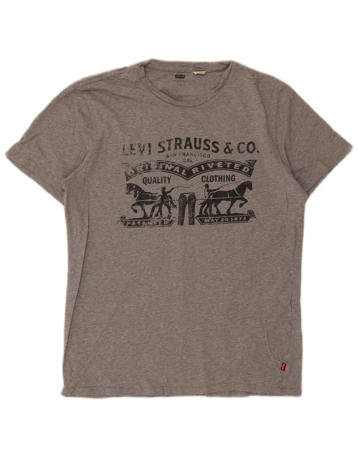 Camiseta gráfica masculina Levi's Top cinza médio manchado