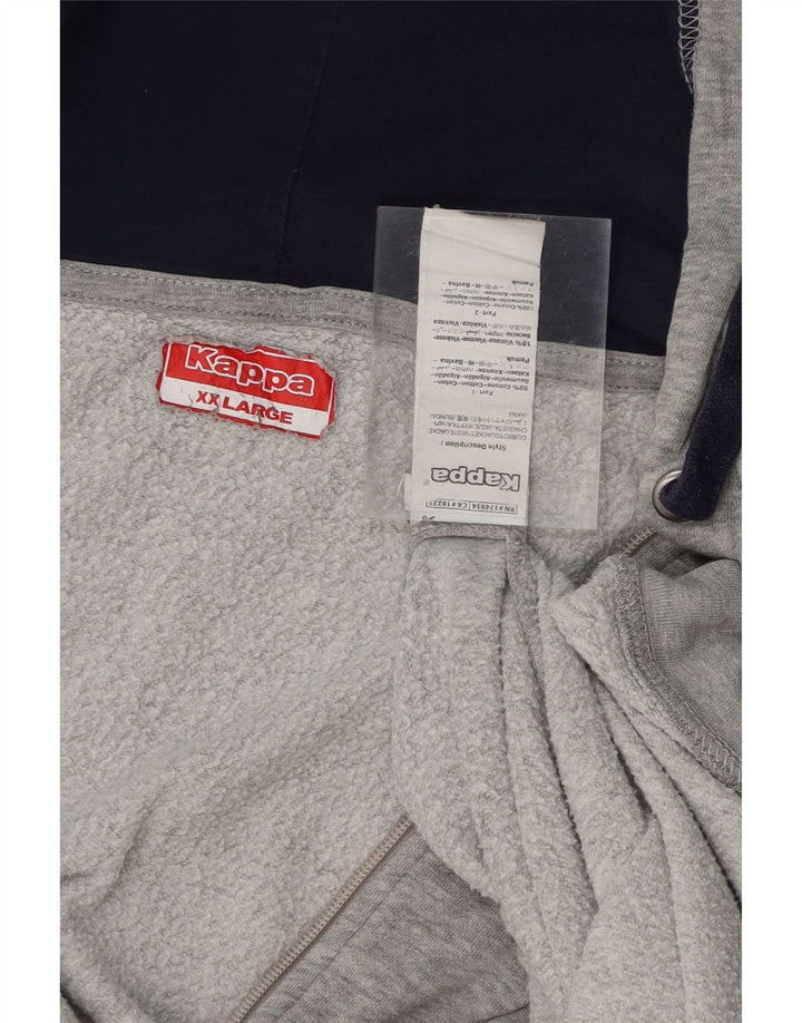 KAPPA Mens Graphic Zip Hoodie Sweater 2XL Grey Cotton Vintage Kappa and Second-Hand Kappa from Messina Hembry 