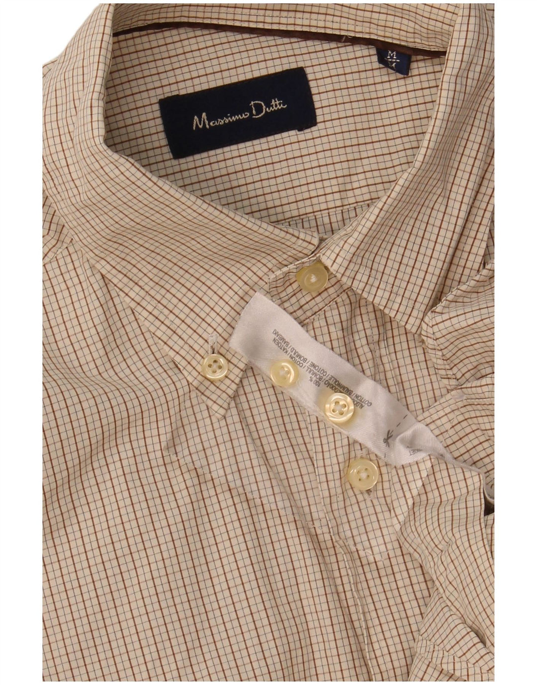 Camisa masculina MASSIMO DUTTI algodão xadrez bege médio