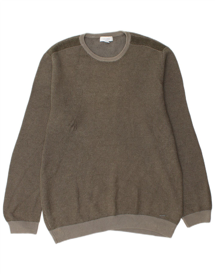 Suéter masculino Calvin Klein com gola redonda e algodão cinza médio