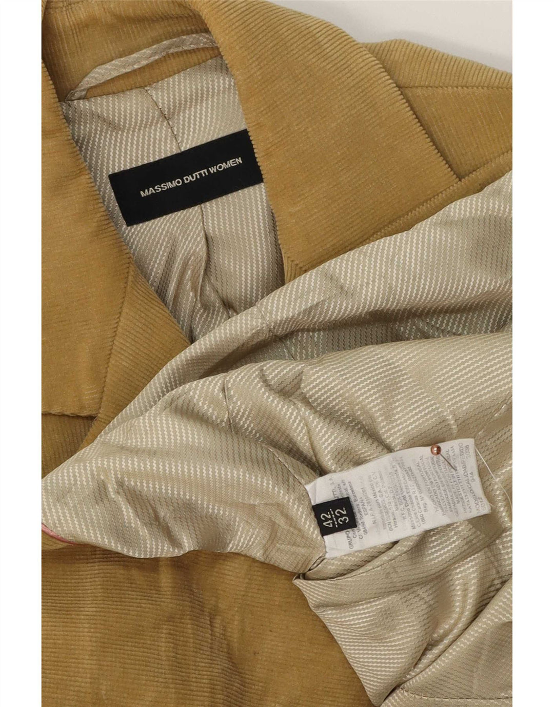 Jaqueta blazer feminina de veludo com 2 botões Massimo Dutti UE 42 grande bege