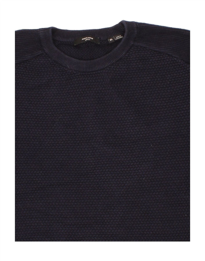 JACK & JONES Mens Crew Neck Jumper Sweater XL Navy Blue Cotton Vintage Jack & Jones and Second-Hand Jack & Jones from Messina Hembry 