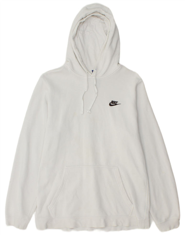 NIKE Mens Hoodie Jumper Grande Algodão Branco