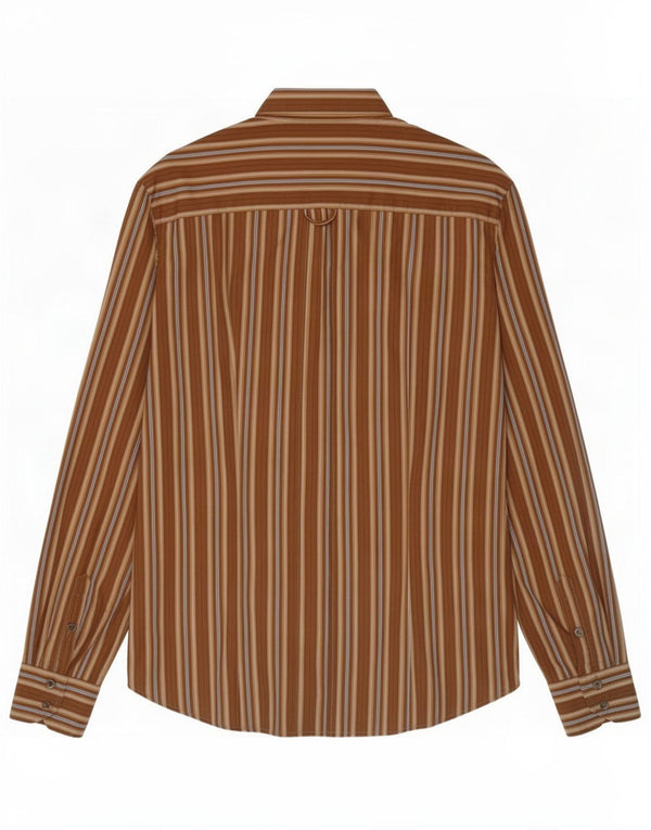 Dolce & Gabbana Camisa masculina grande algodão listrado marrom
