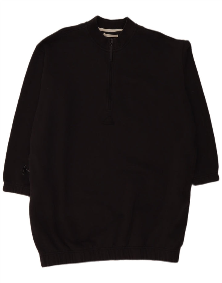 ADIDAS Womens Oversized Zip Neck Sweatshirt Jumper Vestido Reino Unido 24/26 2XL Cinza