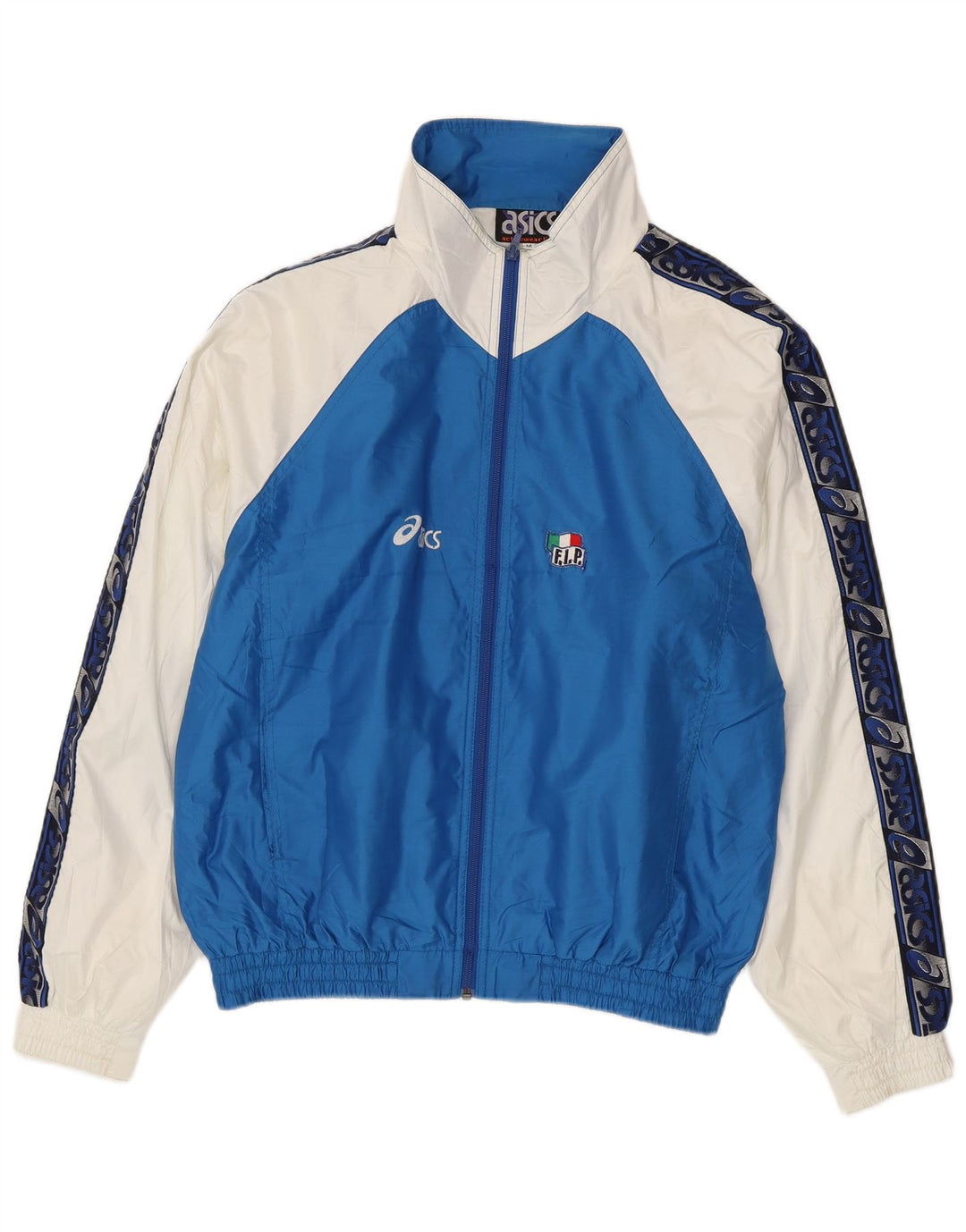 Asics Mens Graphic Tracksuit Top Jaqueta Médio Azul Colourblock Poliéster