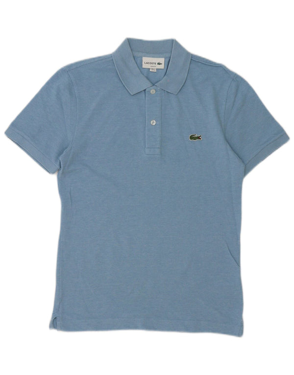 Camisa polo masculina Lacoste Slim Fit tamanho 2 XS algodão manchado azul