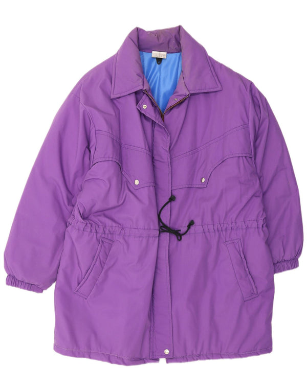 Casaco acolchoado feminino vintage UK 18 XL poliéster roxo