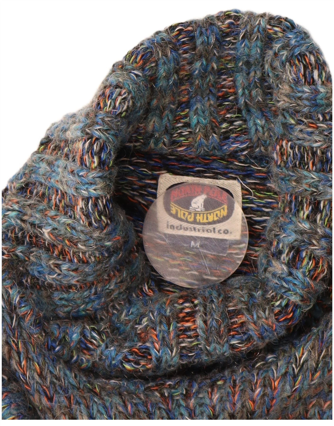 Suéter masculino com gola redonda NORTH POLE lã manchada azul médio