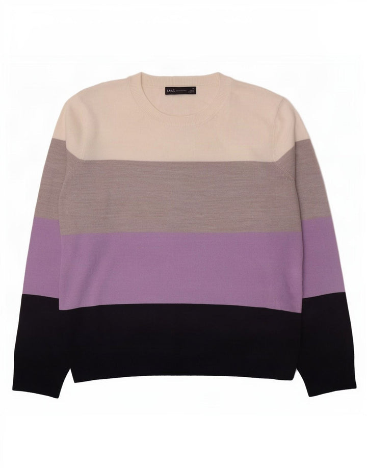 Suéter feminino Marks & Spencer com gola canoa Reino Unido 14 grande multicolorido