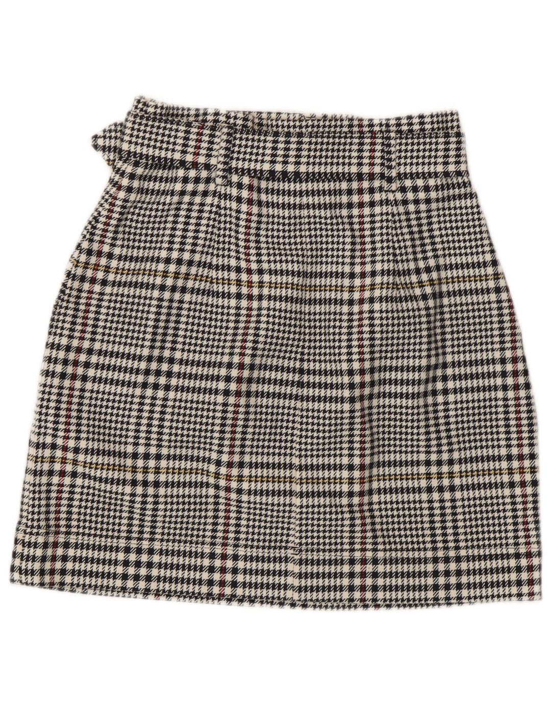 Minissaia feminina Marks & Spencer Reino Unido 8 pequena W26 algodão houndstooth preto
