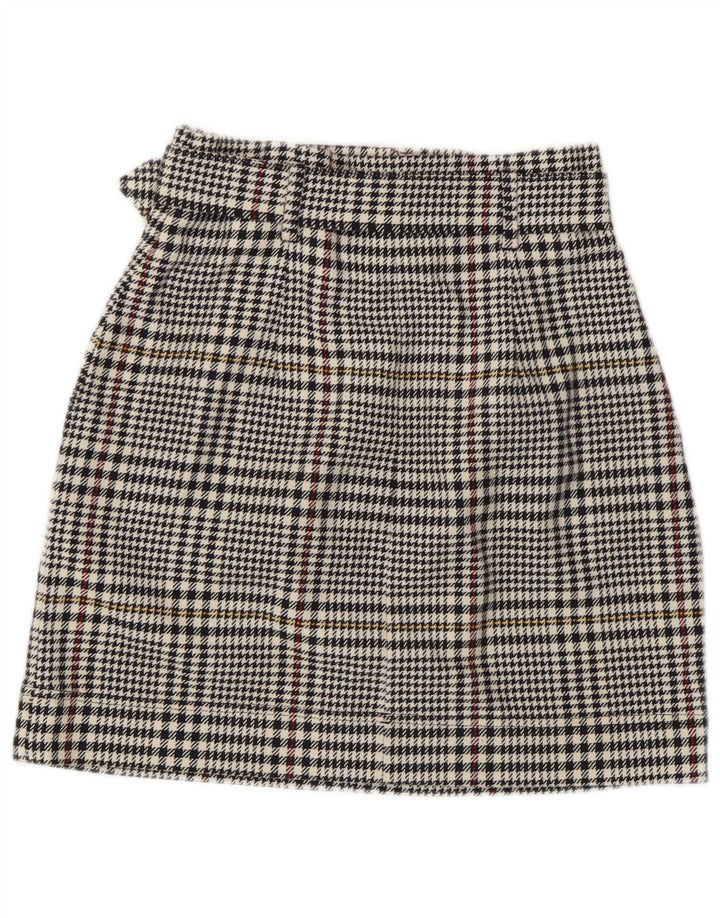 Minissaia feminina Marks & Spencer Reino Unido 8 pequena W26 algodão houndstooth preto