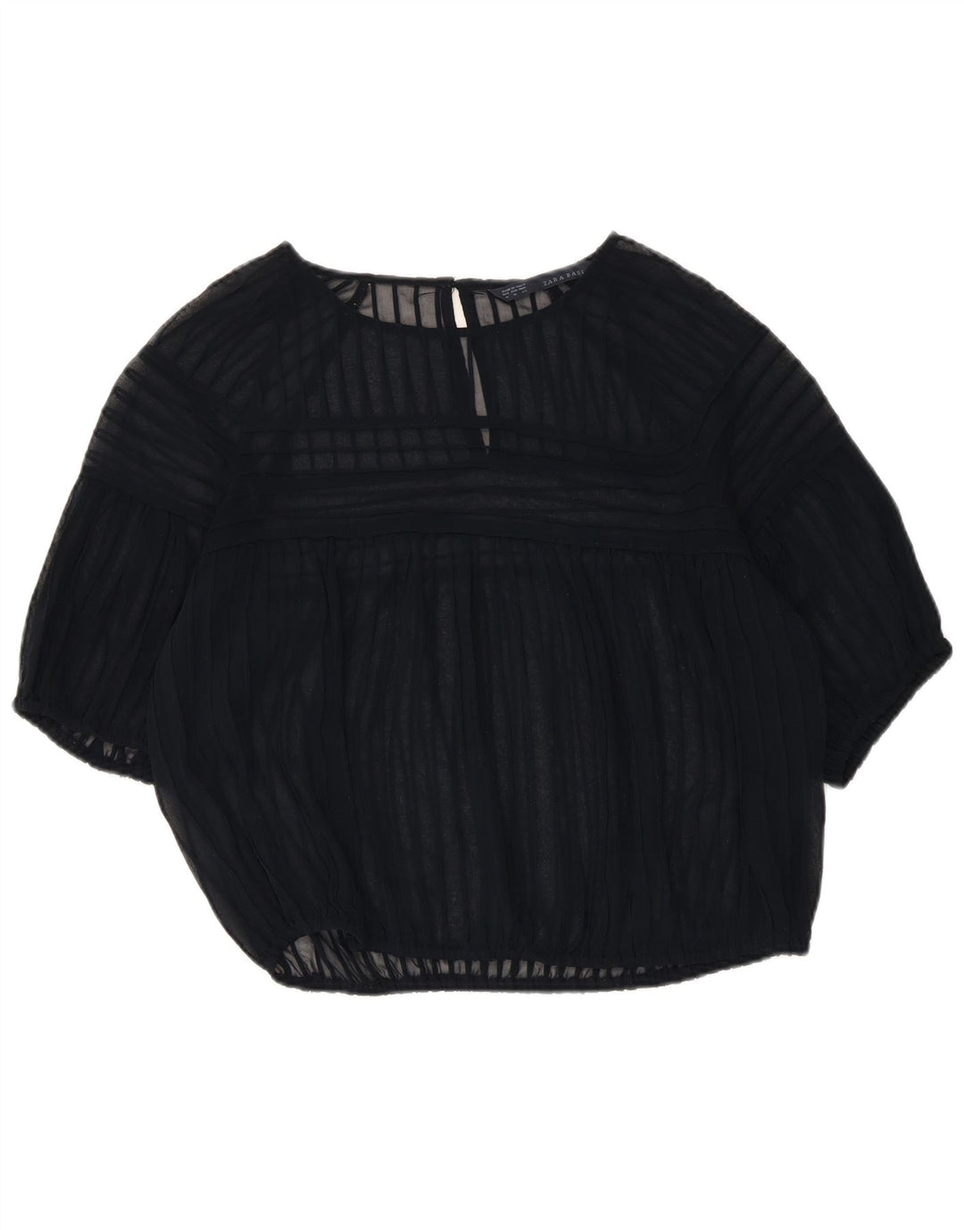 Blusa feminina Zara Top UK 14 poliéster listrado azul marinho médio