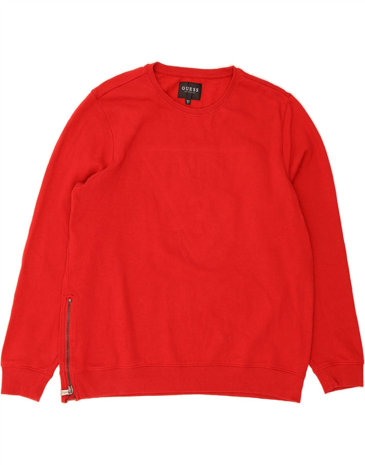GUESS Mens Graphic Sweatshirt Jumper XL Red Cotton Vintage Guess and Second-Hand Guess from Messina Hembry 