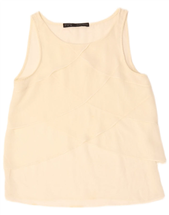 Blusa feminina sem mangas ZARA UK 10 pequena off white
