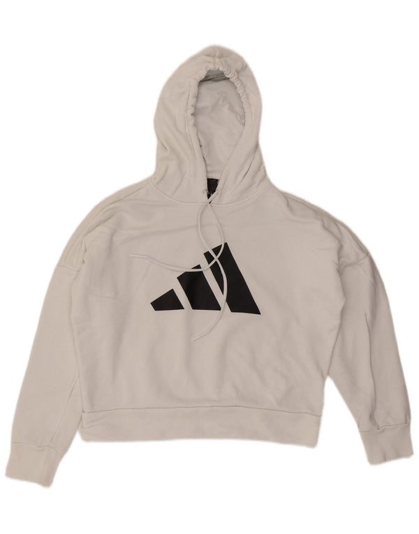 Adidas feminino oversized colheita gráfico moletom com capuz Reino Unido 4/6 XS algodão branco
