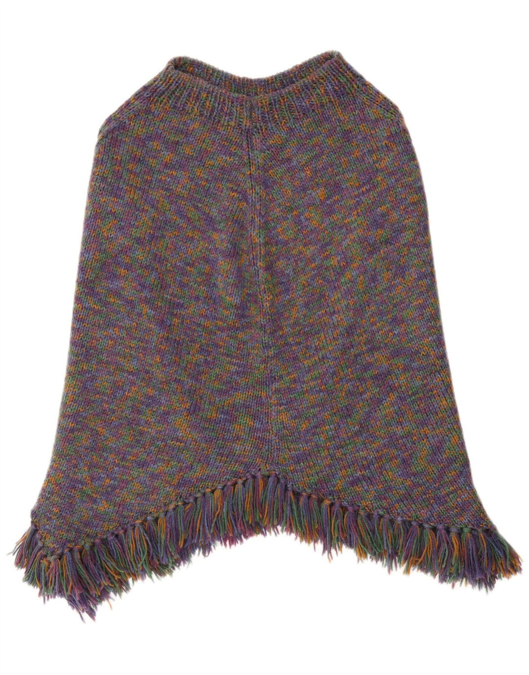 Poncho Jumper feminino vintage UK 14 grande multicolorido manchado