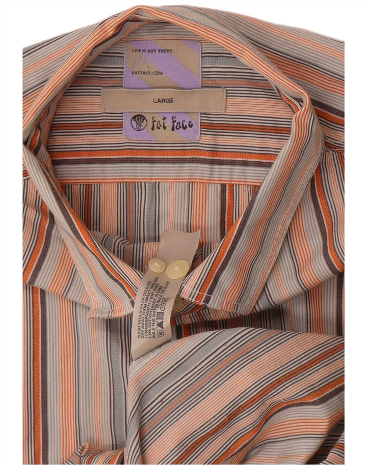 Camisa masculina Fat Face grande algodão listrado multicolorido