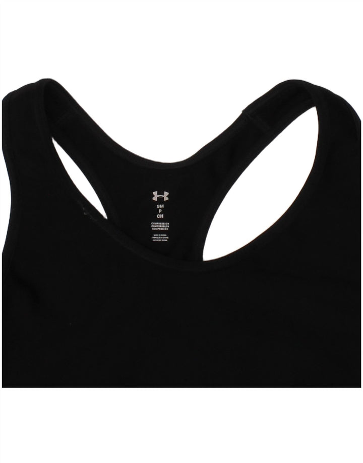 Sutiã esportivo gráfico feminino Under Armour pequeno esportivo preto de poliéster