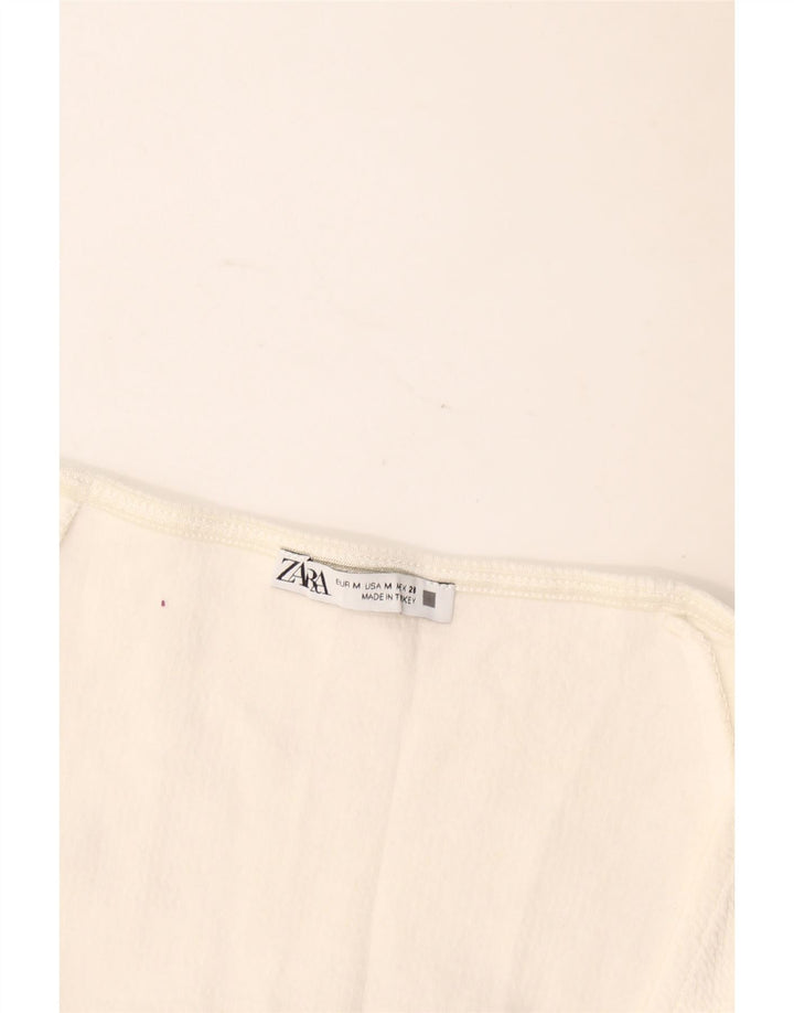 Blusa feminina Zara Top UK 12 médio branco
