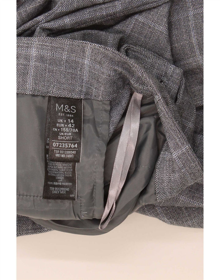 Calças cortadas masculinas Marks & Spencer UK 14 grandes W34 L26 cinza Houndstooth