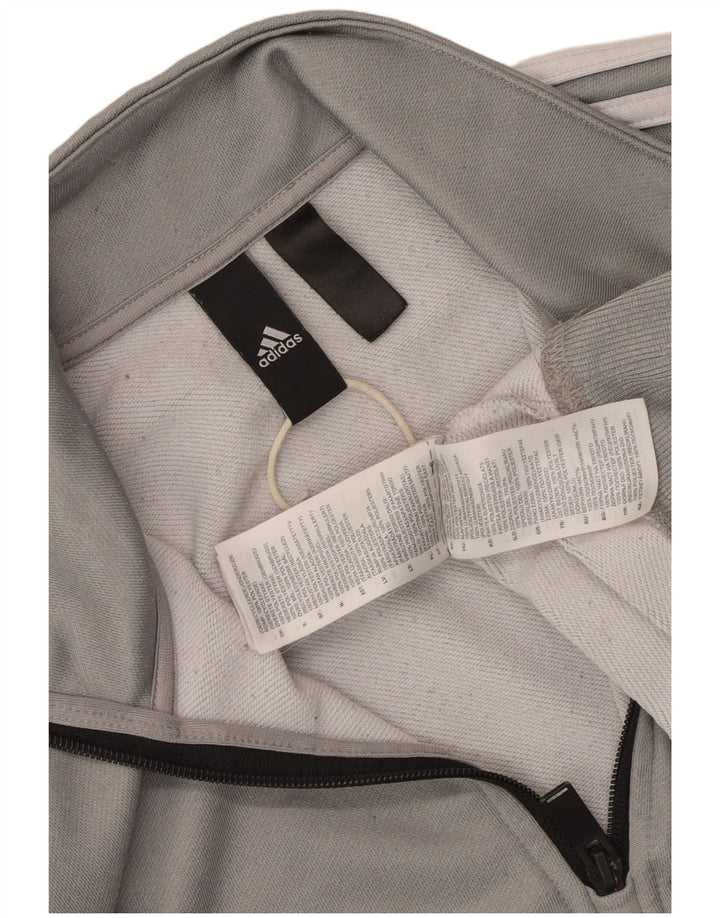 Adidas Mens Zip Neck Moletom Jumper Pequeno Poliéster Cinza