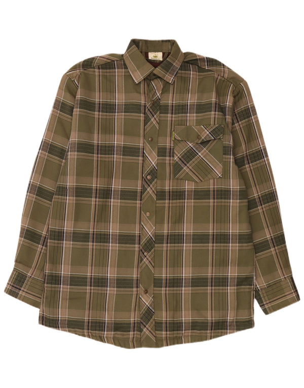 Camisa masculina de flanela Bernwalt grande algodão xadrez verde