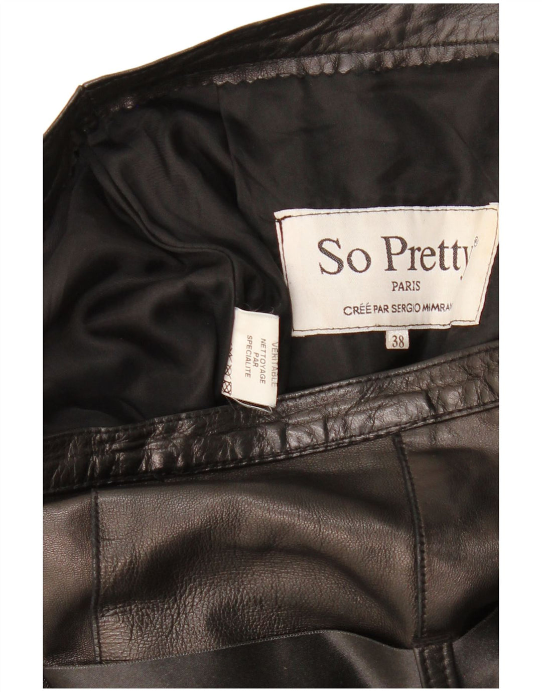 Saia larga de couro feminino vintage UE 38 médio W28 marrom