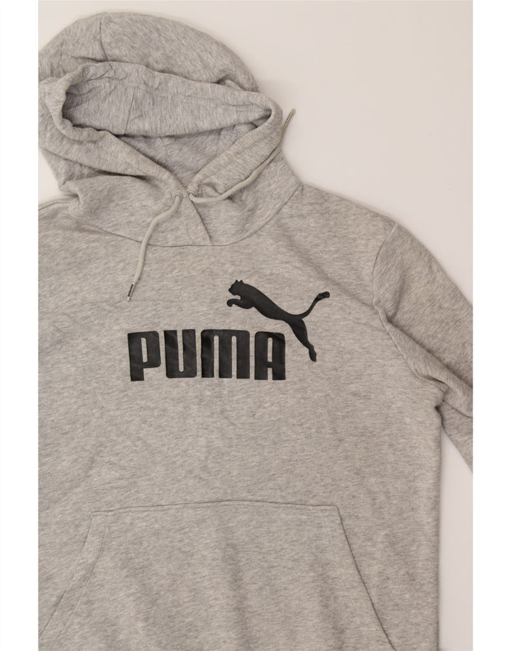 PUMA Womens Graphic Hoodie Jumper UK 12 Medium Grey Cotton Vintage Puma and Second-Hand Puma from Messina Hembry 