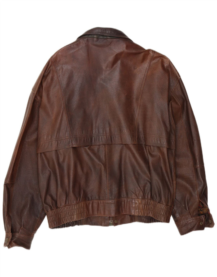 Jaqueta masculina de couro bomber Canda Reino Unido 42 XL marrom