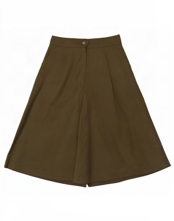 Bermuda feminina vintage de cintura alta com pregas IT 44 médio W26 cáqui