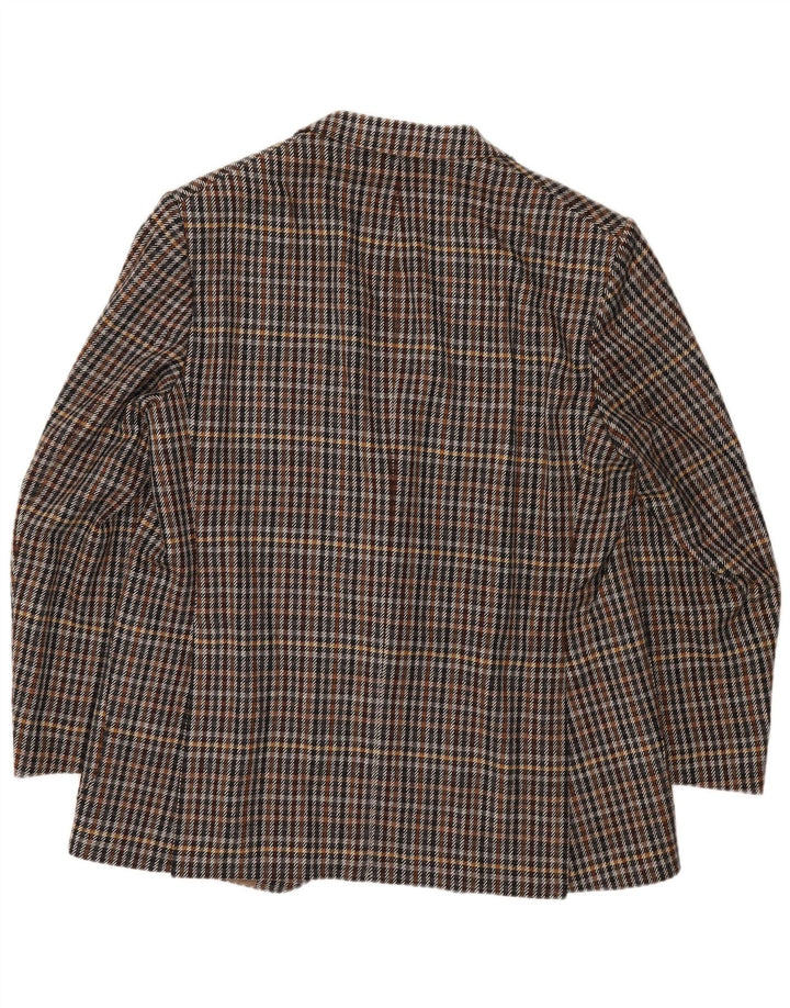 Jaqueta blazer masculina vintage com 2 botões Reino Unido 40 grande caxemira marrom Houndstooth