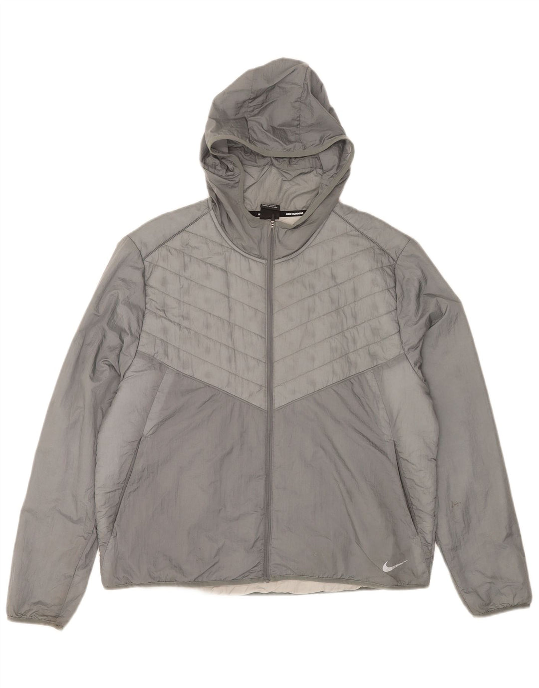 Jaqueta acolchoada com capuz masculina Nike UK 42 XL cinza nylon