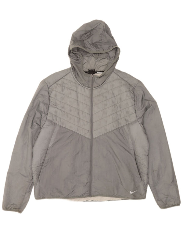 Jaqueta acolchoada com capuz masculina Nike UK 42 XL cinza nylon