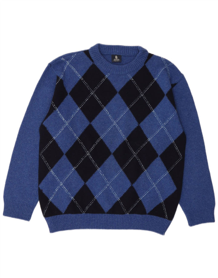 Suéter masculino Marina Yachting com gola redonda azul médio Argyle/Diamante