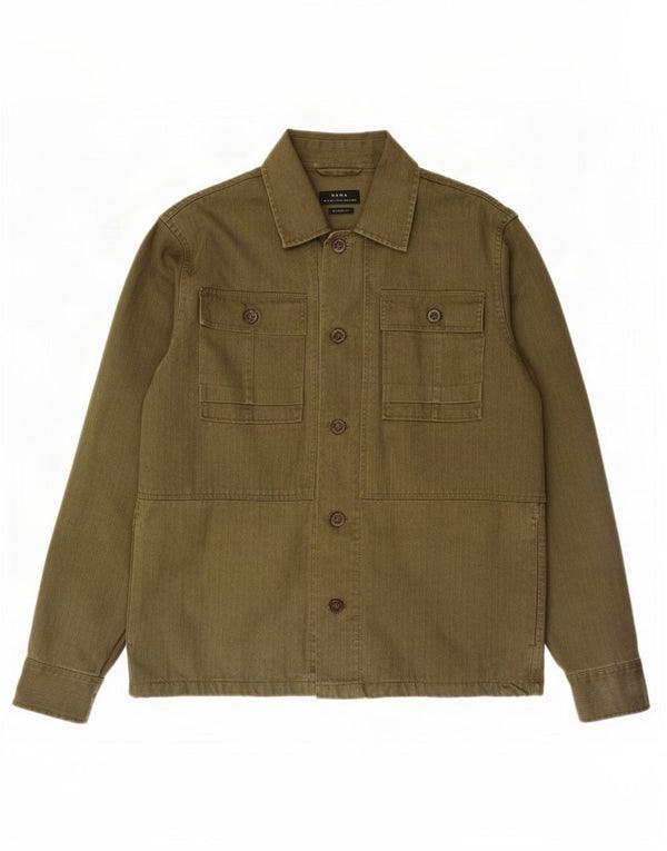 Jaqueta utilitária masculina Zara Relaxed Fit UK 38 algodão cáqui médio