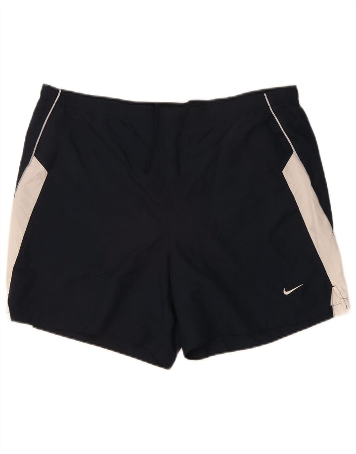 Shorts esportivos masculinos Nike Dri Fit médio azul marinho colorblock poliéster