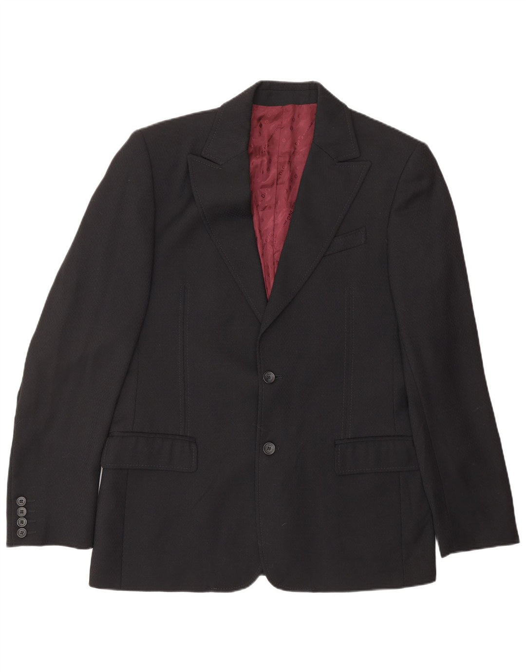 DOLCE & GABBANA Masculino 2 peças terno IT 50 grande W36 L31 preto lã nova