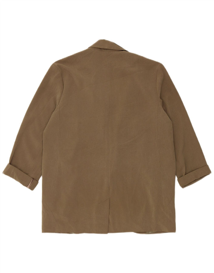 Jaqueta blazer feminina superdimensionada de 1 botão da Topshop Reino Unido 10 listras cáqui pequenas