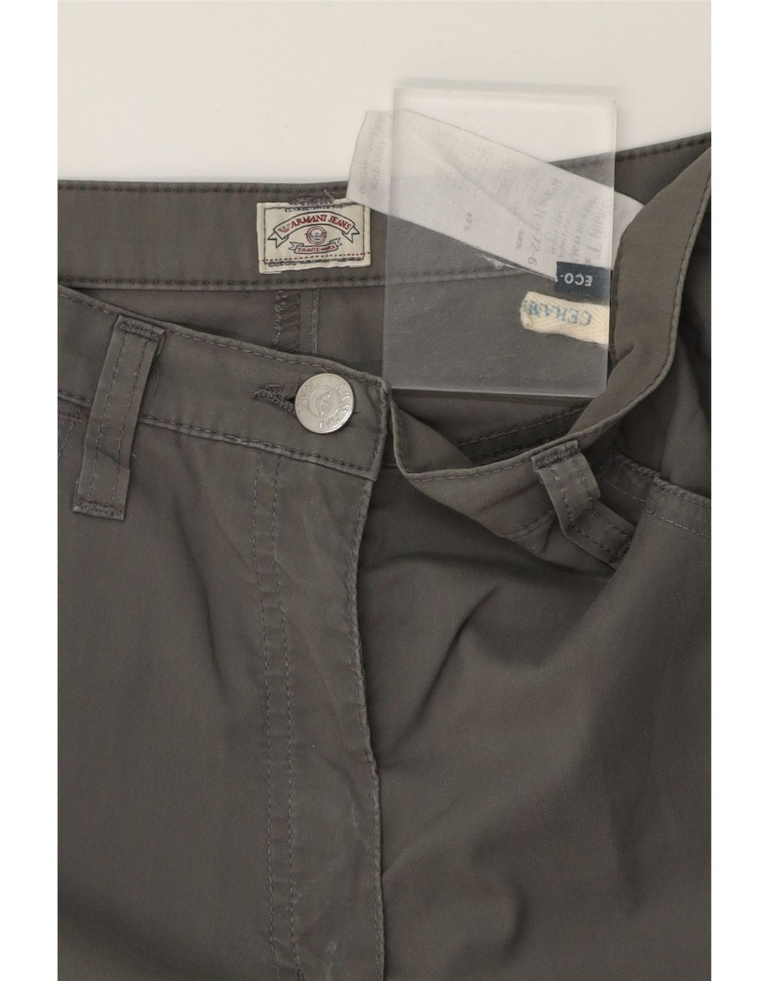 ARMANI Womens Straight Casual Trousers W28 L27 Grey Cotton Vintage Armani and Second-Hand Armani from Messina Hembry 