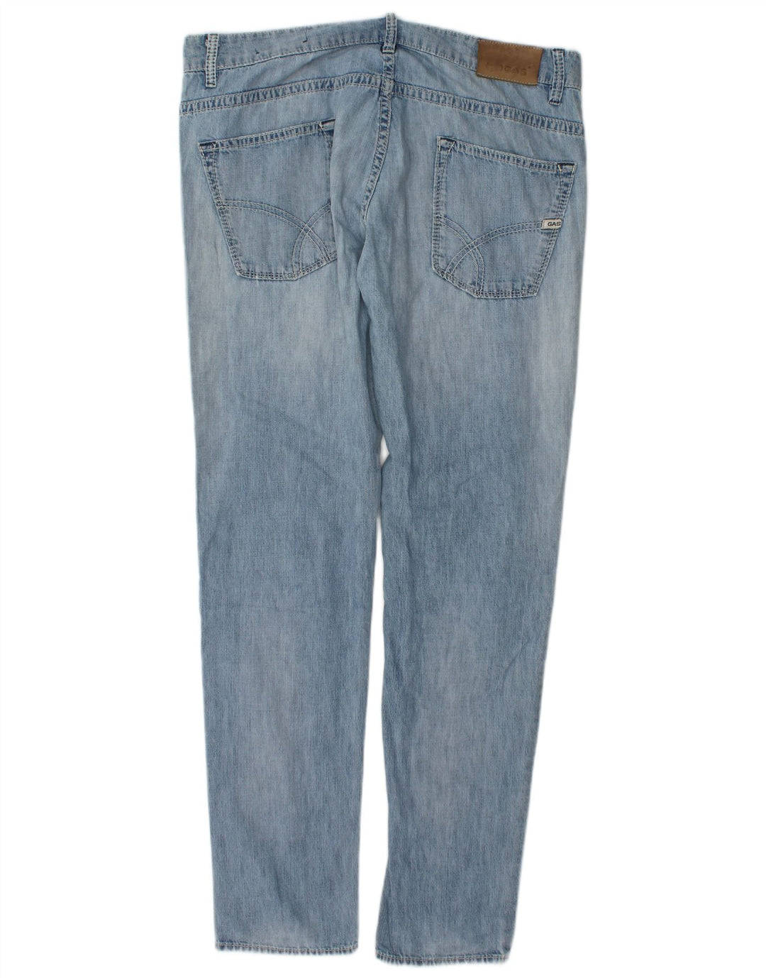 Gas Mens Distressed Slim Jeans W34 L32 Azul Algodão