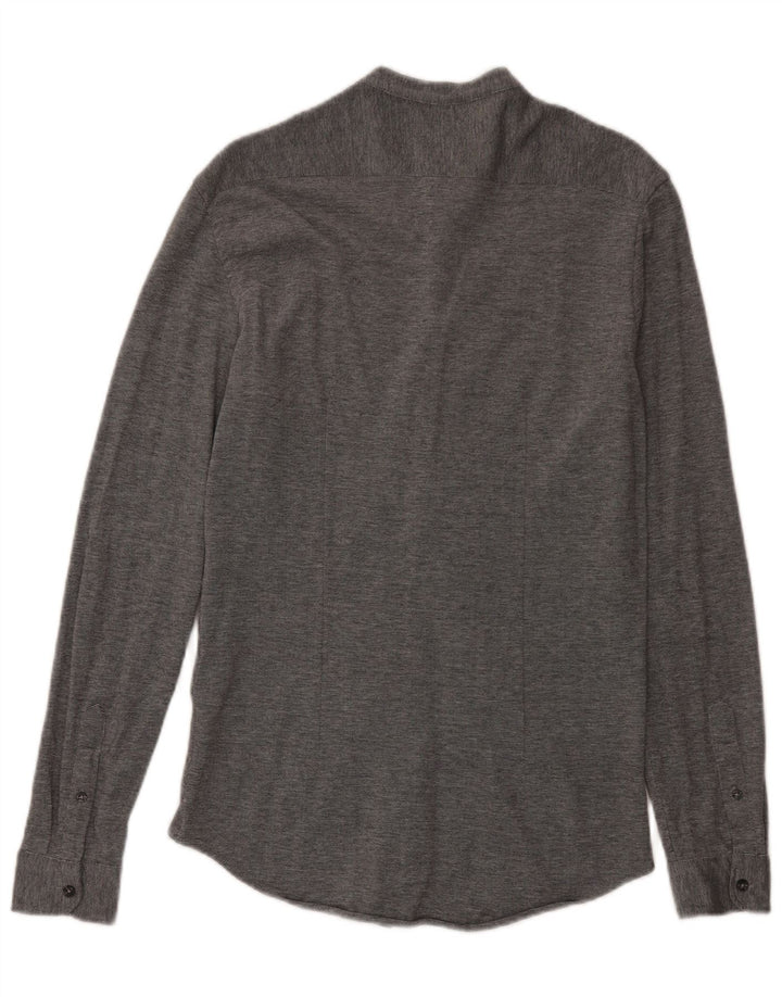 Camisa masculina Zara Slim Fit algodão cinza médio
