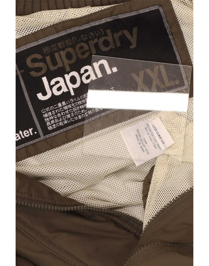 Jaqueta de chuva masculina Superdry UK 44 2XL caqui nylon