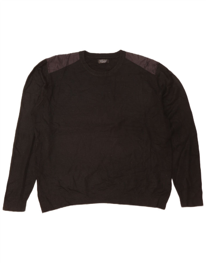 Zara Suéter masculino com gola redonda XL preto acrílico