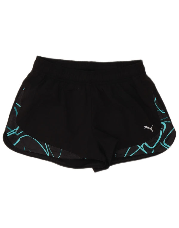 Shorts esportivos femininos Puma UK 12 médio preto geométrico