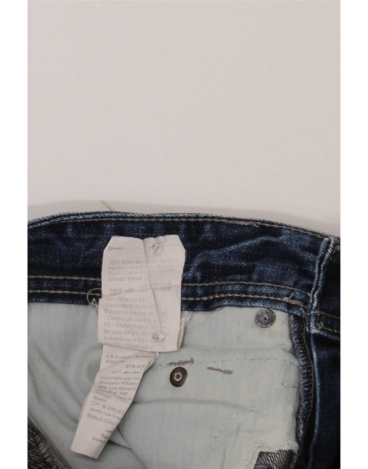 Shorts jeans masculinos Jack & Jones desgastados médio W32 algodão azul